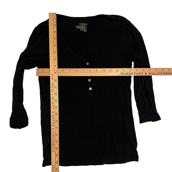 100%‎ Cotton Old Navy Womens Black Long Sleeve Henley Top Shirt Size S - Picture 3 of 3